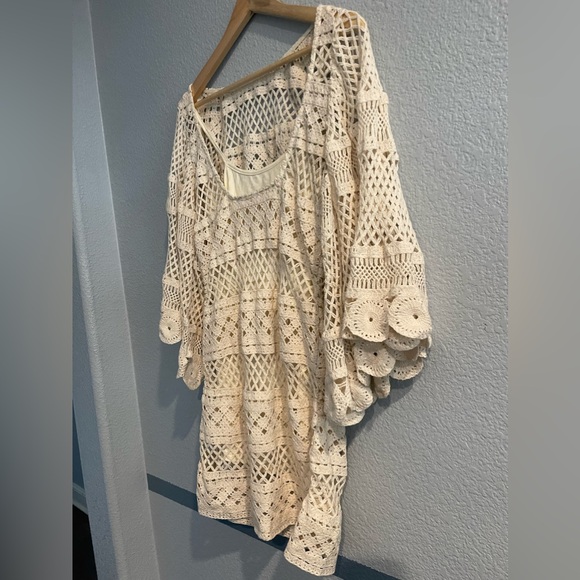 Free People x Jen’s Pirate Booty Zen Crochet Boho Ivory Mini Dress Size XS/S - Picture 10 of 10